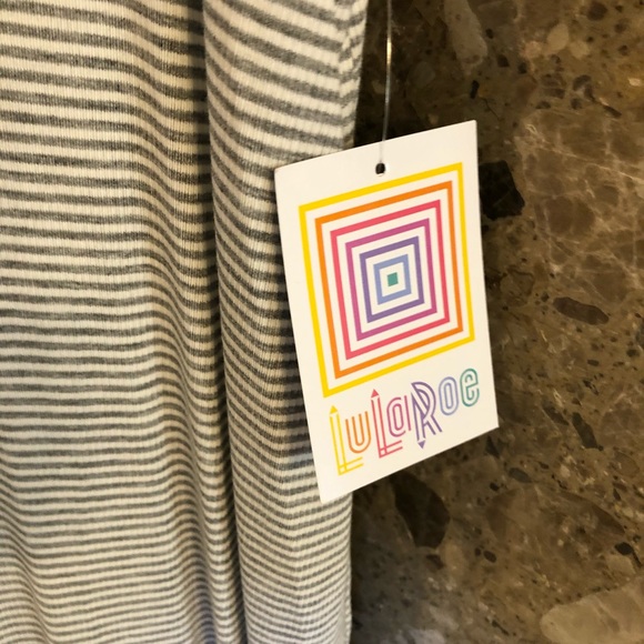 Medium Gray Stripes Lularoe Joy Duster Vest - Picture 6 of 8